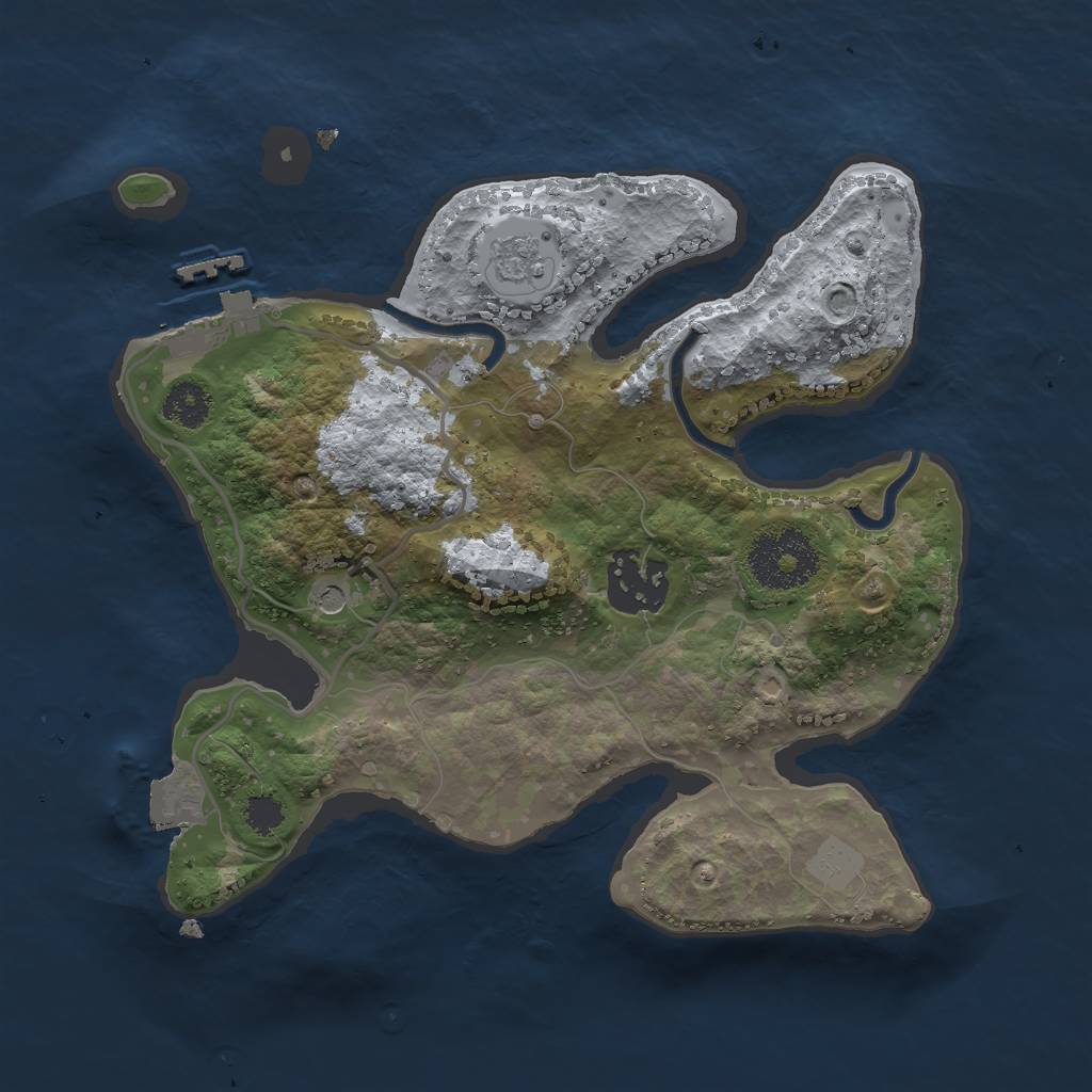 Rust Map: Procedural Map, Size: 2500, Seed: 2014555089, 7 Monuments