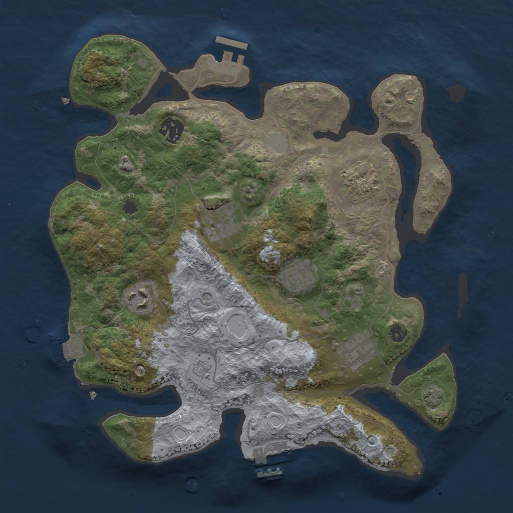 Rust Map: Procedural Map, Size: 3200, Seed: 9000009, 14 Monuments
