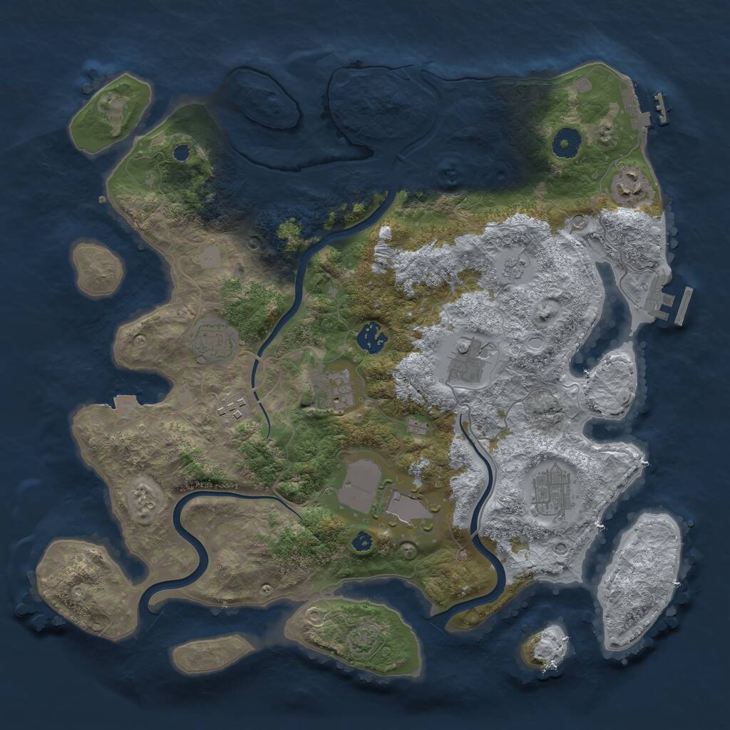Rust Map: Procedural Map, Size: 3750, Seed: 7656, 14 Monuments