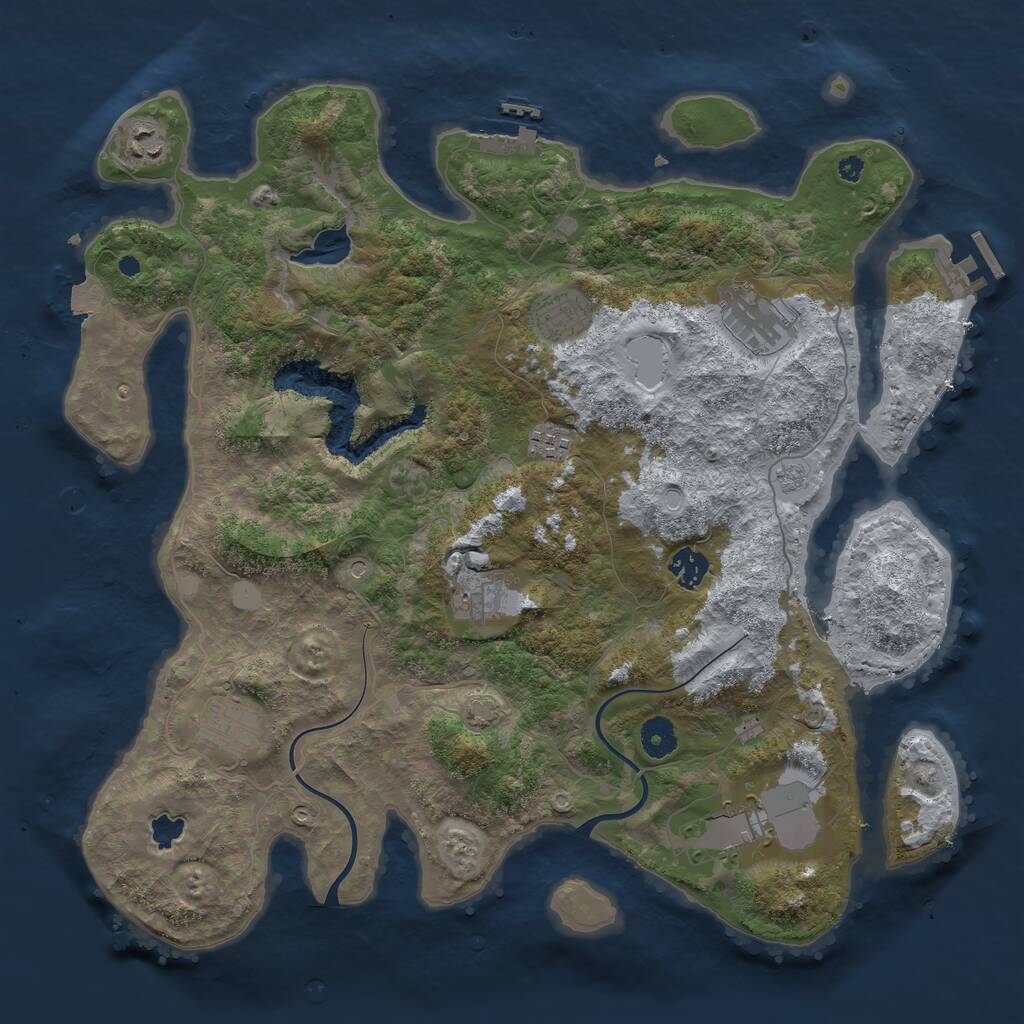 Rust Map: Procedural Map, Size: 4000, Seed: 1231929215, 14 Monuments