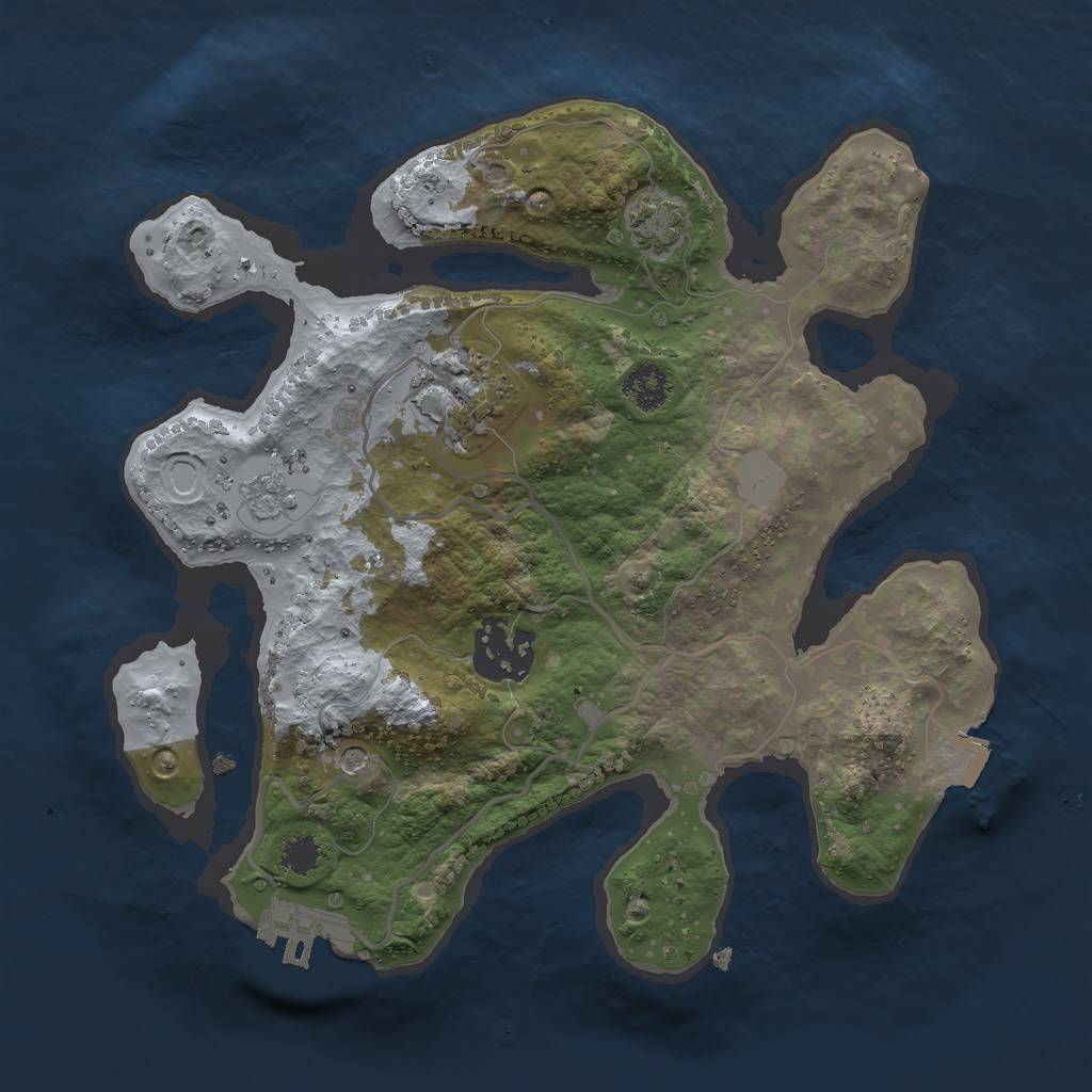 Rust Map: Procedural Map, Size: 2500, Seed: 342253477, 9 Monuments