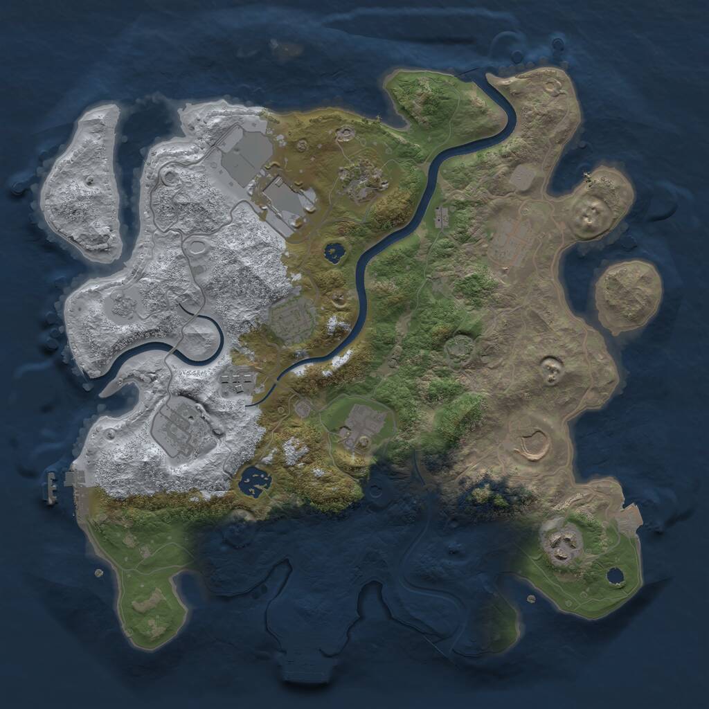 Rust Map: Procedural Map, Size: 3500, Seed: 332332777, 16 Monuments