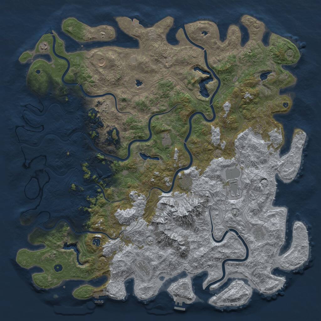Rust Map: Procedural Map, Size: 6000, Seed: 46578, 17 Monuments