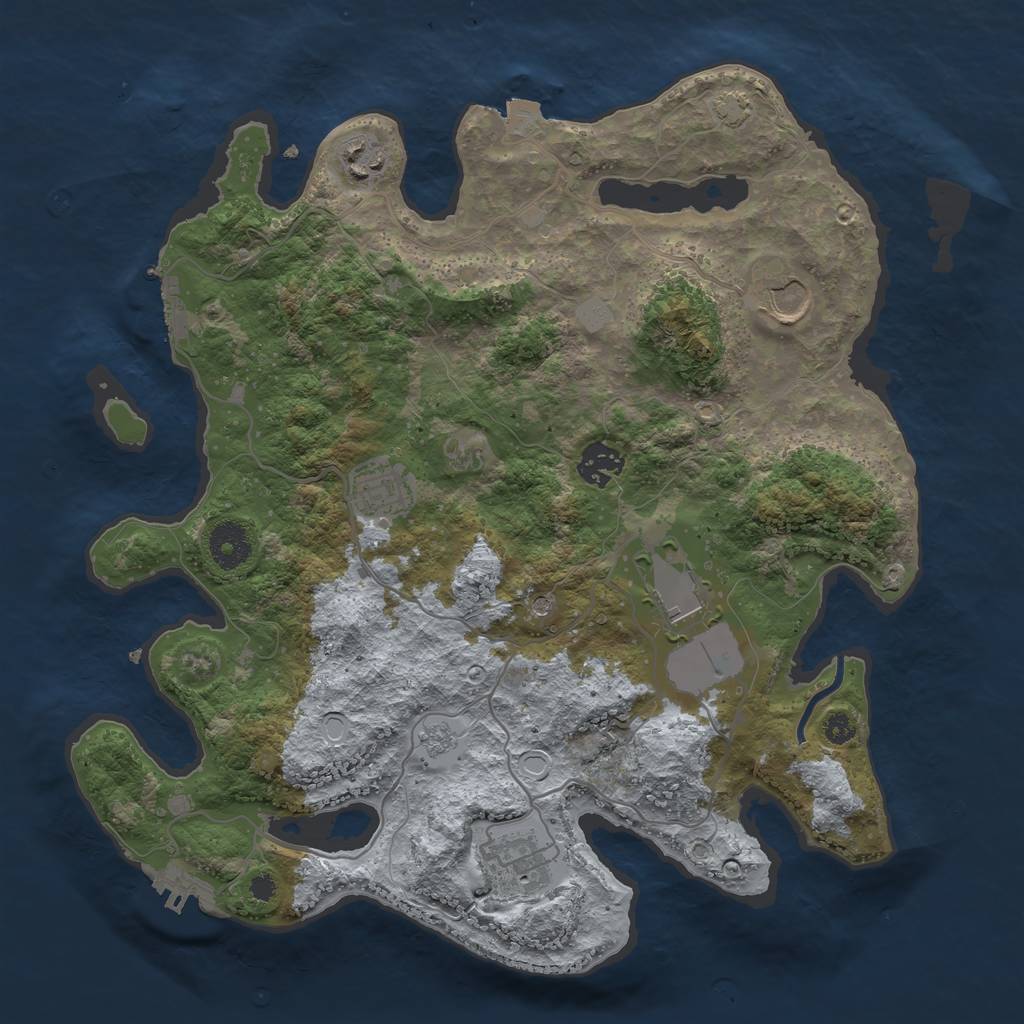 Rust Map: Procedural Map, Size: 3500, Seed: 917915756, 14 Monuments