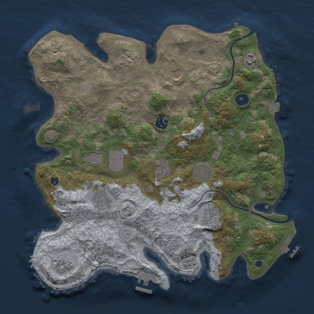 Rust Map: Procedural Map, Size: 3800, Seed: 45750013, 16 Monuments