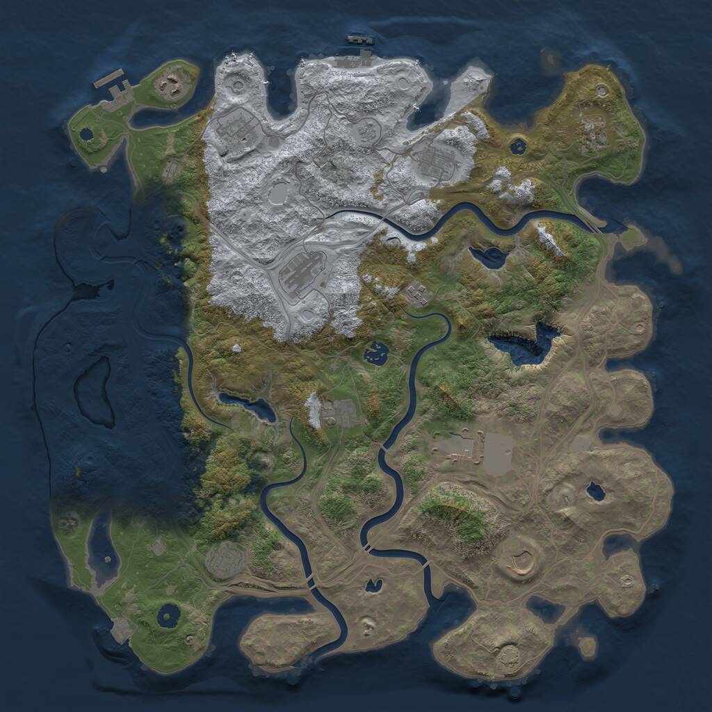Rust Map: Procedural Map, Size: 4500, Seed: 1322819766, 17 Monuments