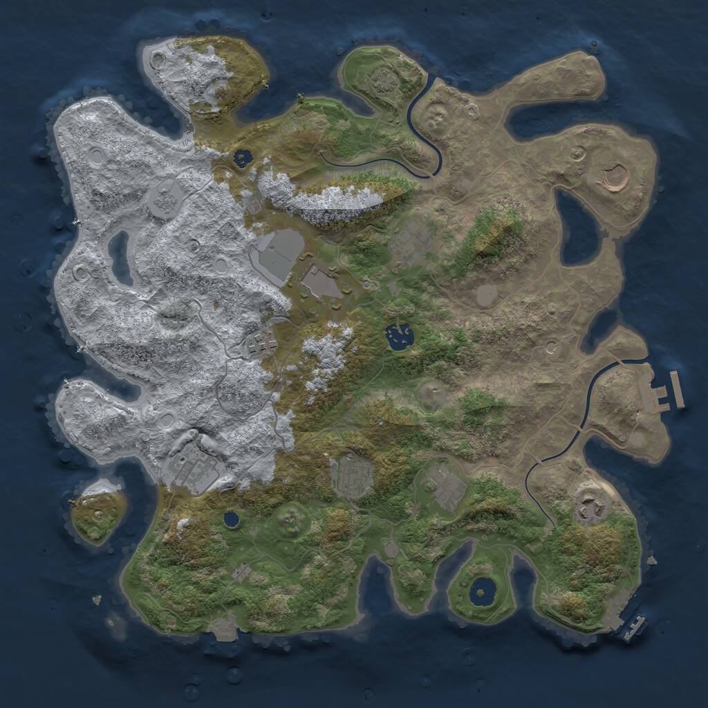 Rust Map: Procedural Map, Size: 3800, Seed: 1812691243, 15 Monuments