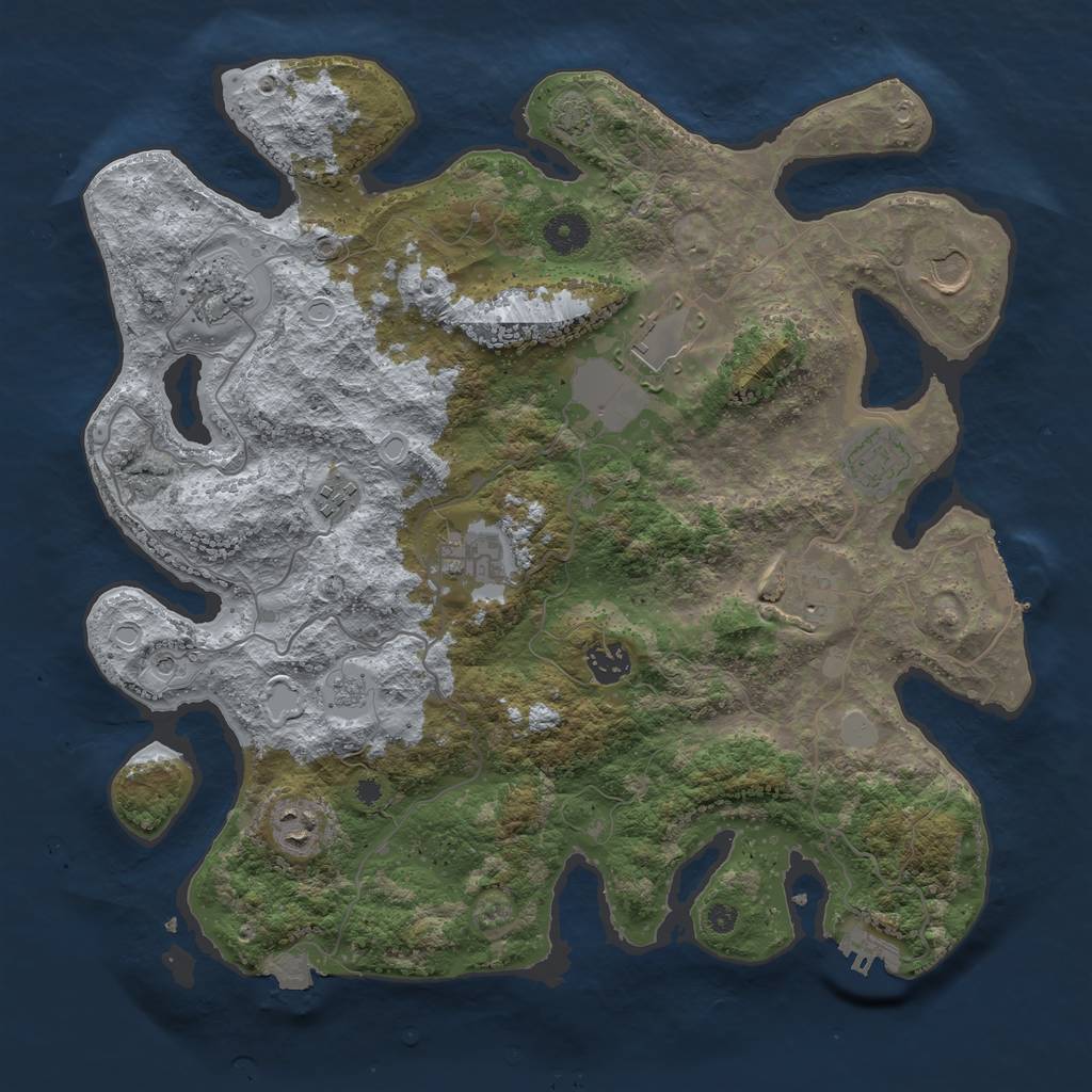 Rust Map: Procedural Map, Size: 3800, Seed: 1812691243, 17 Monuments