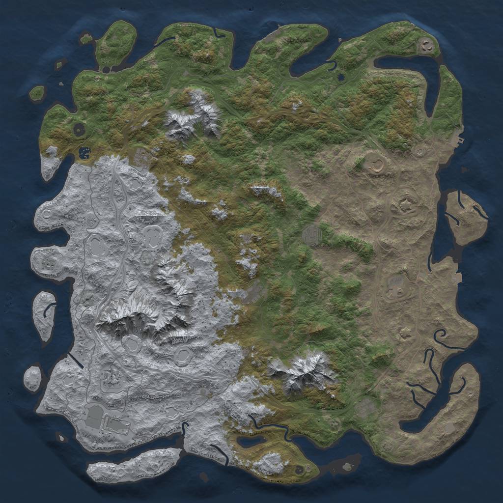 Rust Map: Procedural Map, Size: 6000, Seed: 593147361, 19 Monuments