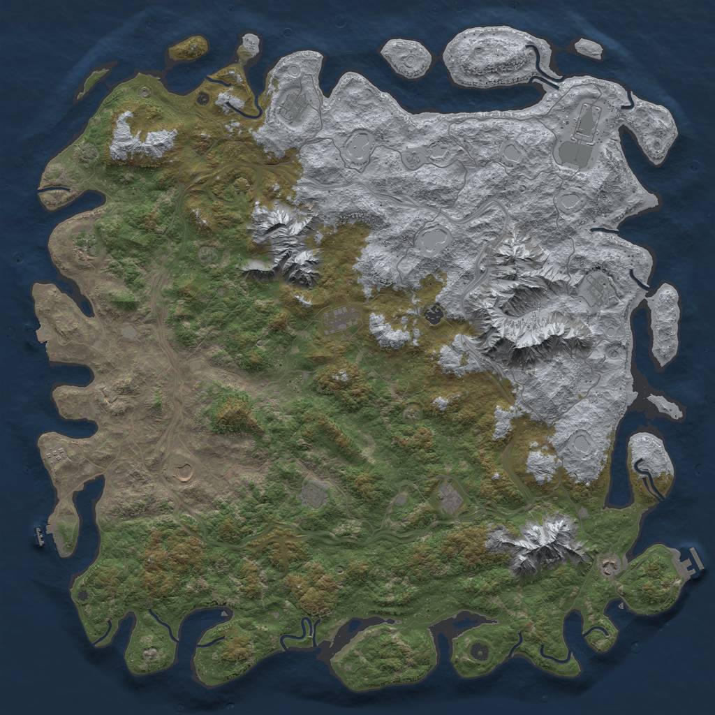 Rust Map: Procedural Map, Size: 6000, Seed: 96122535, 19 Monuments