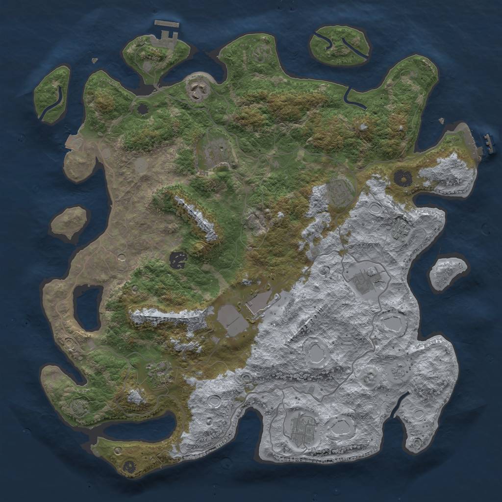 Rust Map: Procedural Map, Size: 4100, Seed: 30780612, 17 Monuments