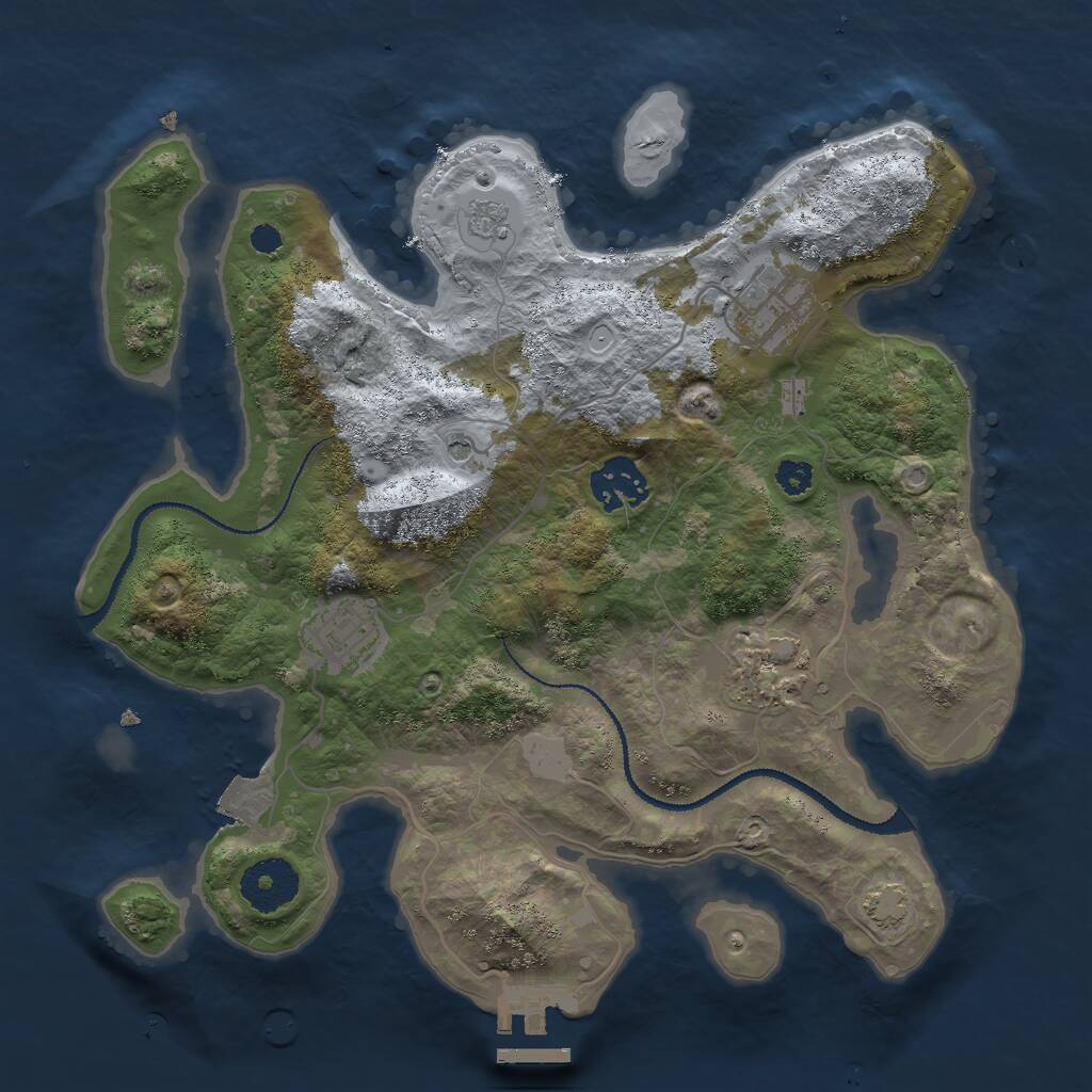 Rust Map: Procedural Map, Size: 3000, Seed: 25552, 9 Monuments