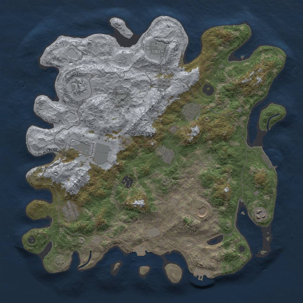 Rust Map: Procedural Map, Size: 4000, Seed: 6740774, 18 Monuments
