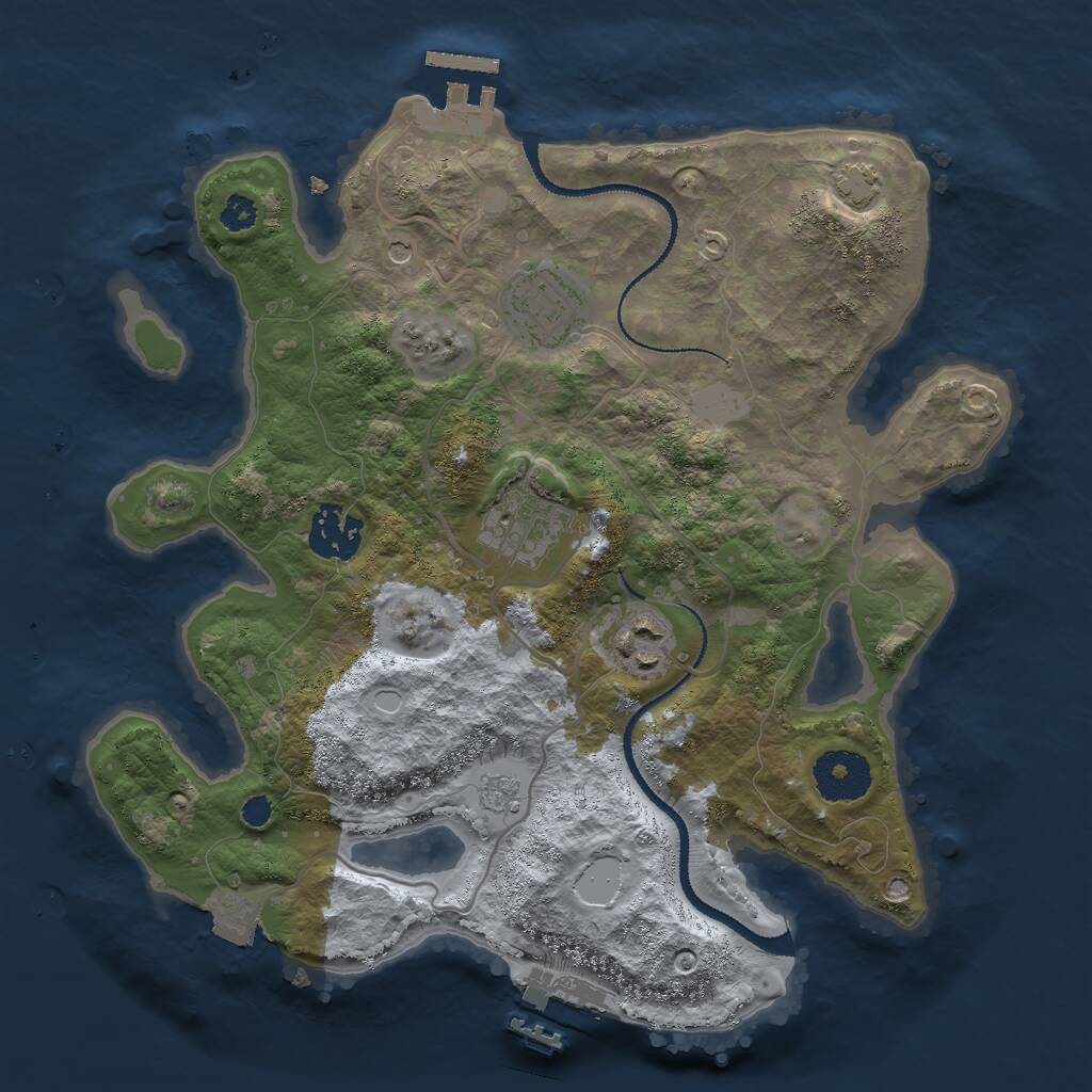 Rust Map: Procedural Map, Size: 3000, Seed: 917915756, 10 Monuments