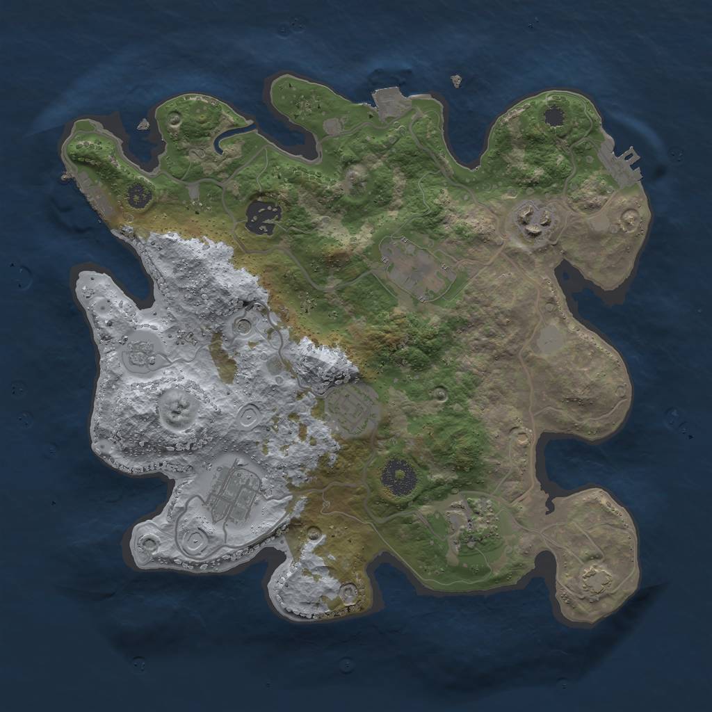 Rust Map: Procedural Map, Size: 3000, Seed: 1974883216, 14 Monuments