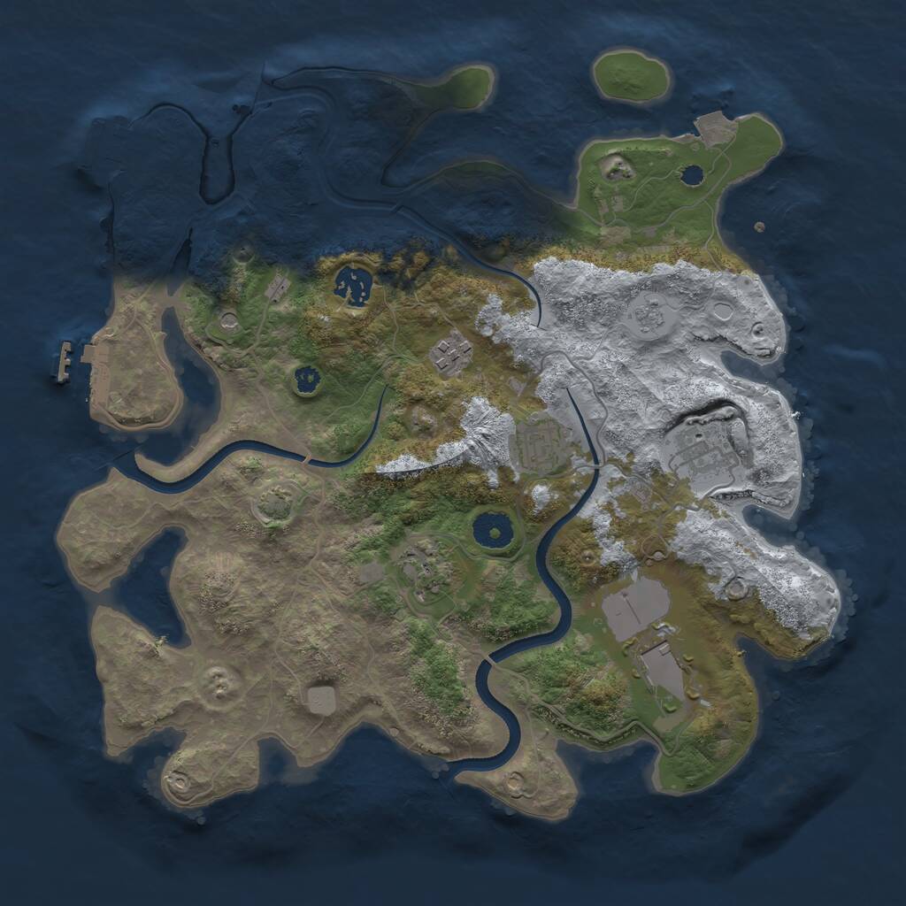 Rust Map: Procedural Map, Size: 3500, Seed: 660644230, 12 Monuments