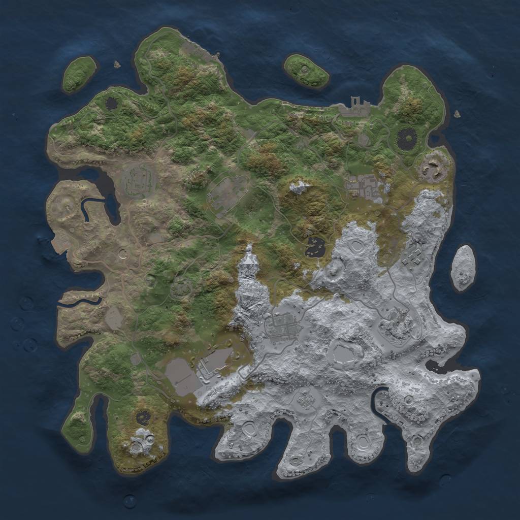 Rust Map: Procedural Map, Size: 3600, Seed: 626044947, 17 Monuments