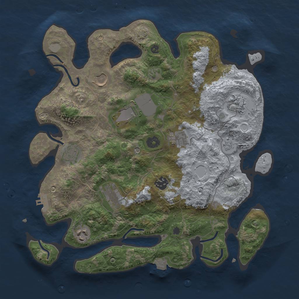 Rust Map: Procedural Map, Size: 3500, Seed: 1866474274, 15 Monuments