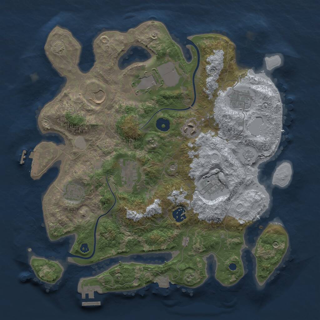 Rust Map: Procedural Map, Size: 3500, Seed: 1866474274, 14 Monuments