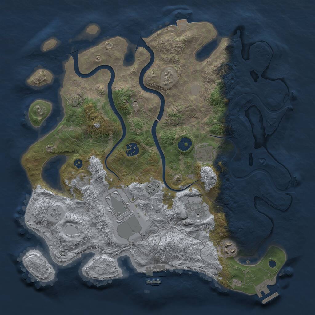 Rust Map: Procedural Map, Size: 3500, Seed: 818130340, 12 Monuments