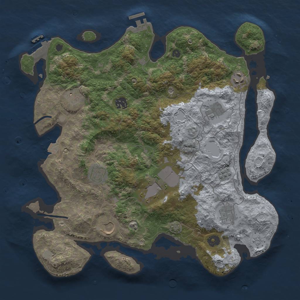 Rust Map: Procedural Map, Size: 3700, Seed: 12754236, 17 Monuments