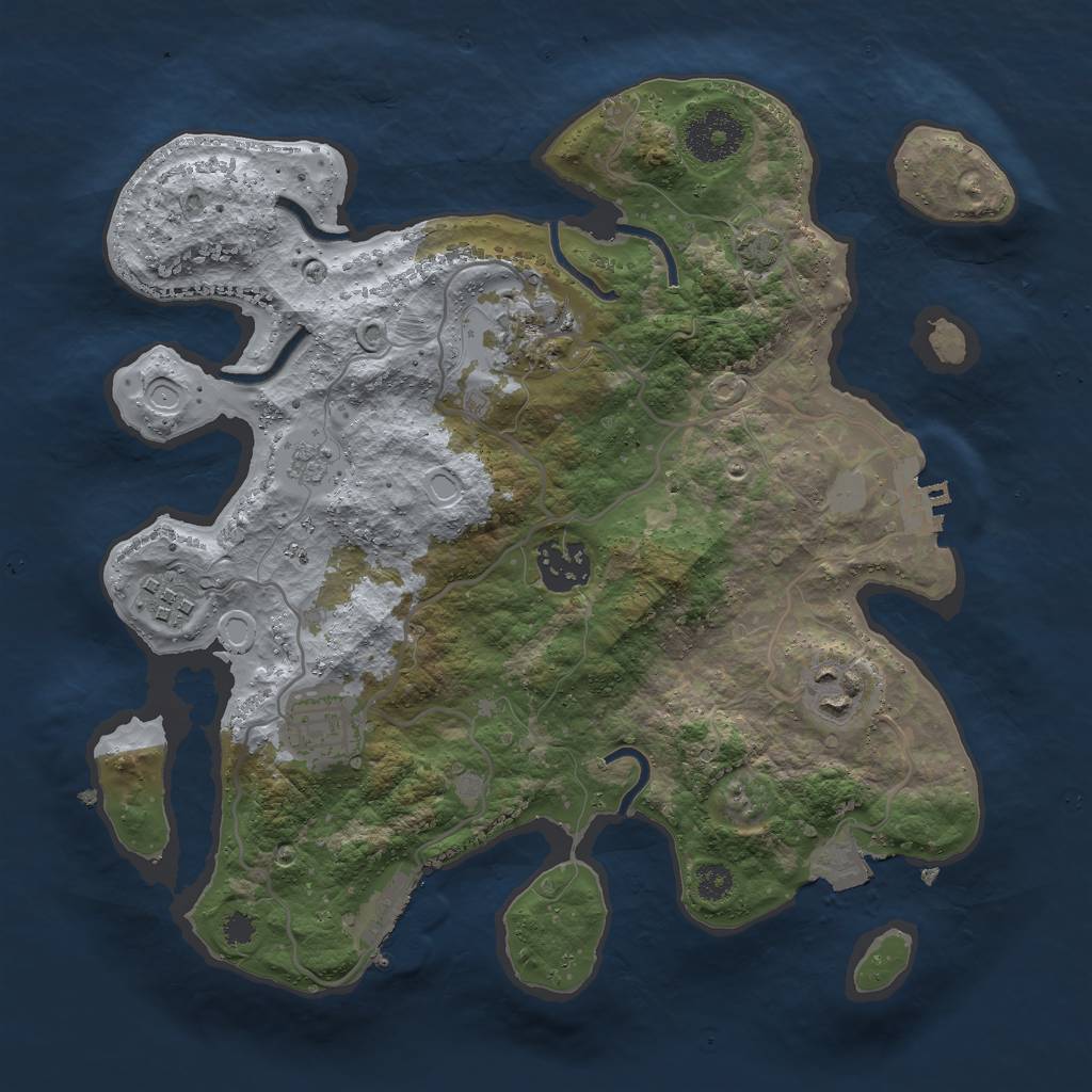 Rust Map: Procedural Map, Size: 3000, Seed: 342253477, 12 Monuments