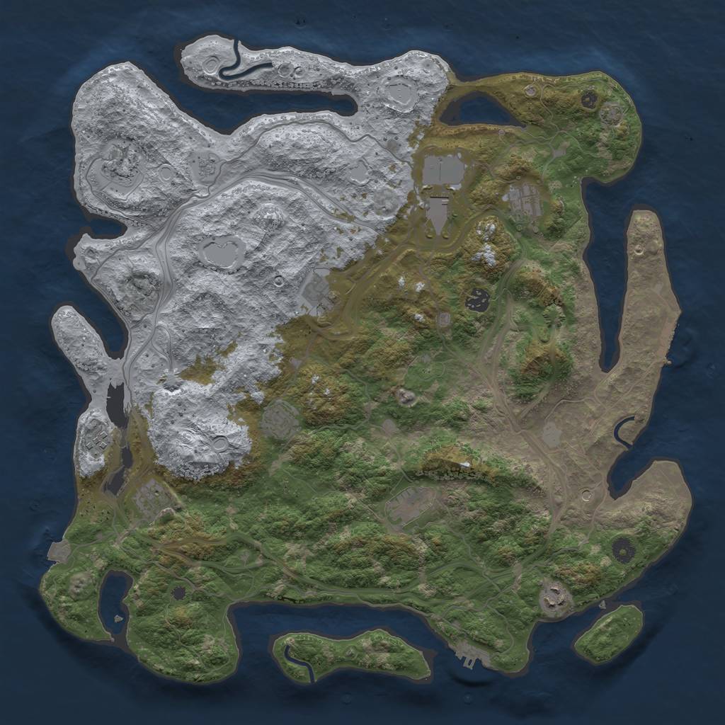 Rust Map: Procedural Map, Size: 4500, Seed: 523501091, 18 Monuments