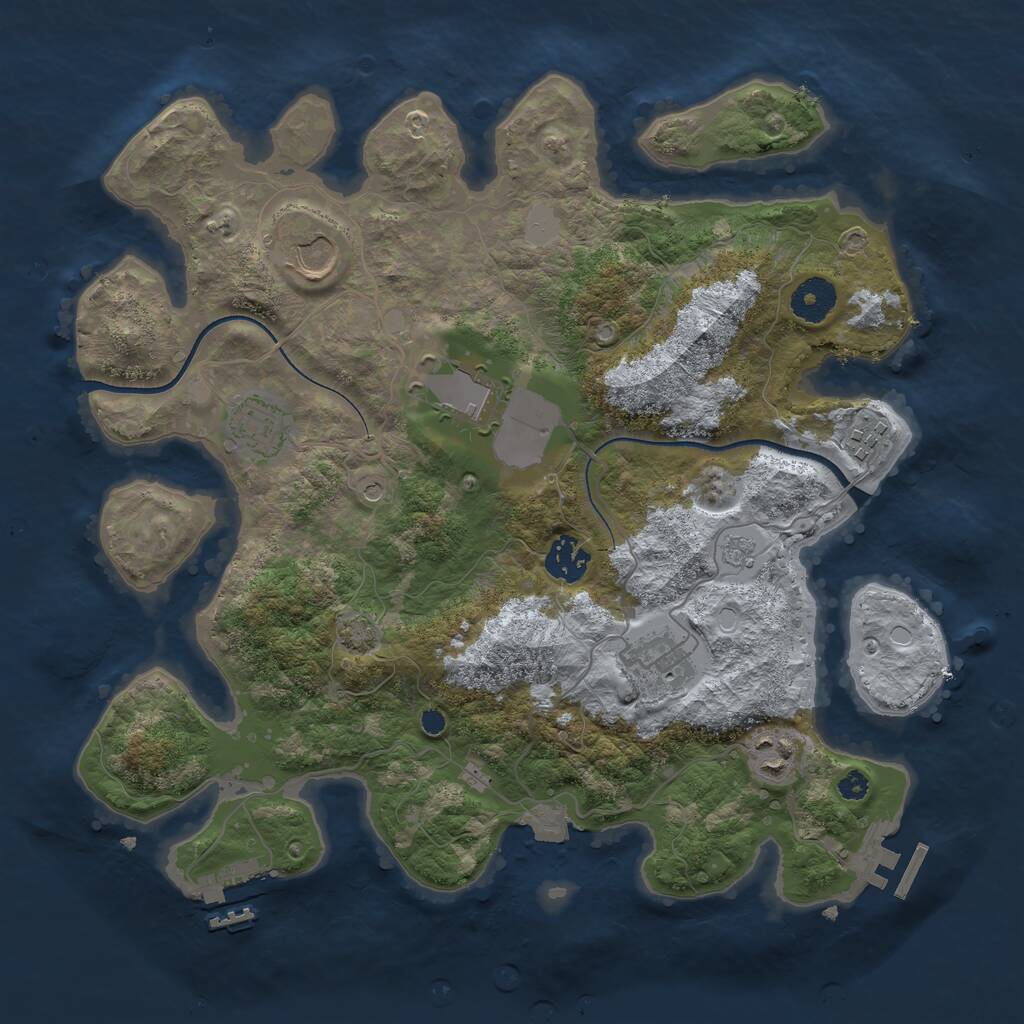 Rust Map: Procedural Map, Size: 3500, Seed: 294260391, 13 Monuments