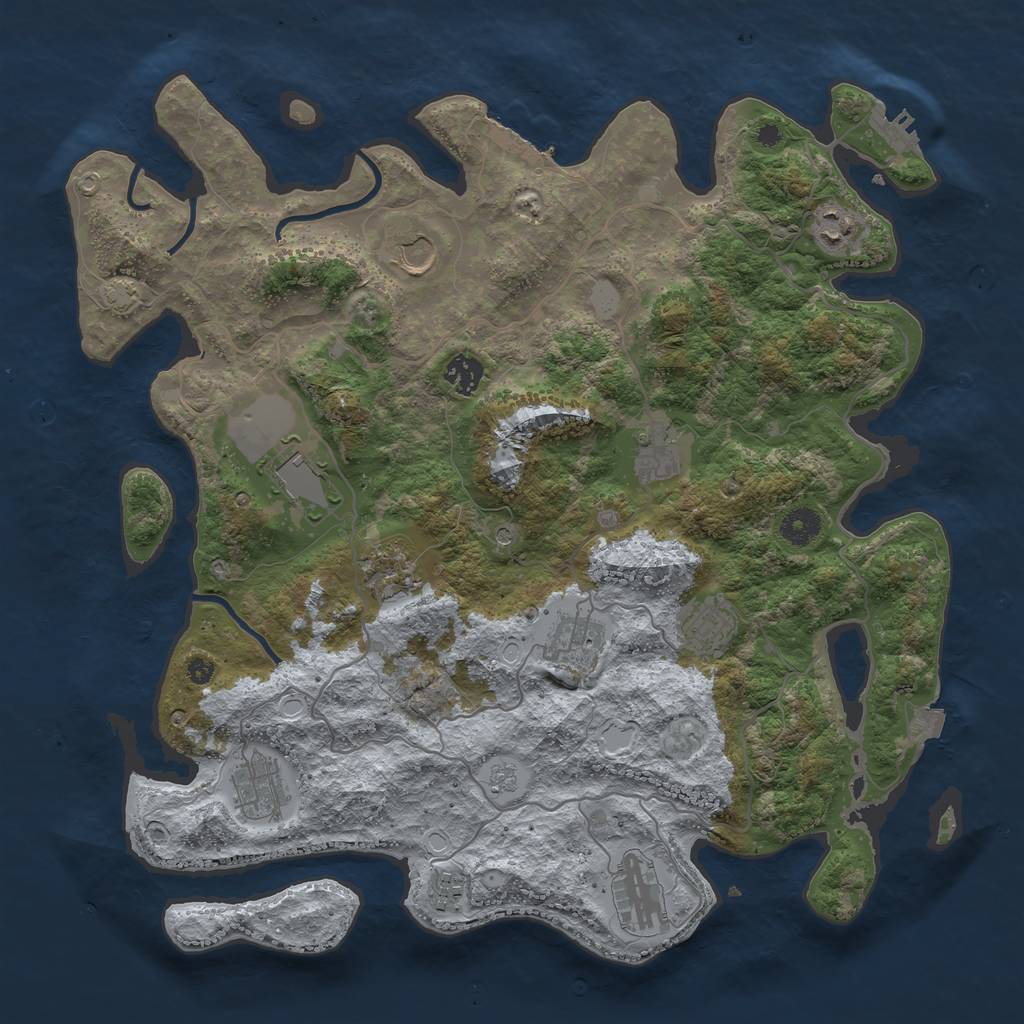 Rust Map: Procedural Map, Size: 4000, Seed: 223852125, 19 Monuments