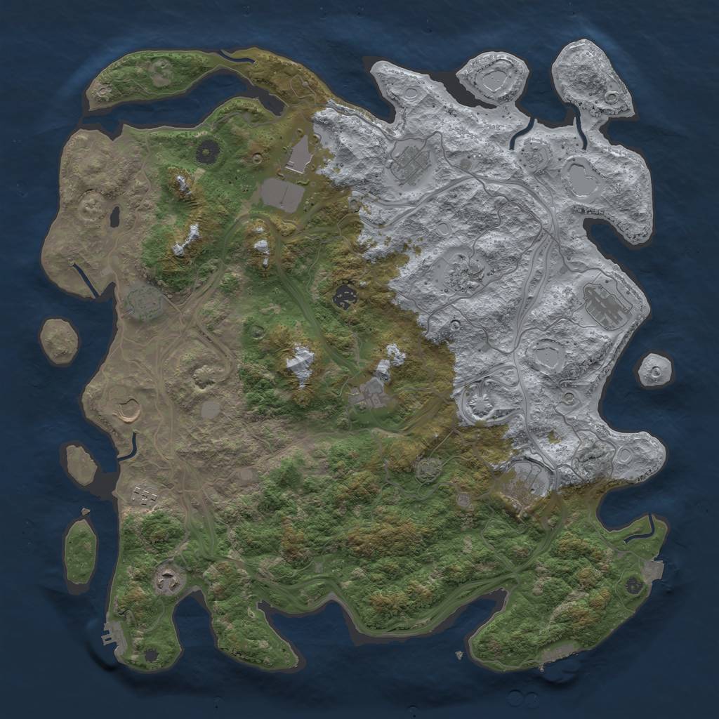 Rust Map: Procedural Map, Size: 4500, Seed: 585382402, 19 Monuments