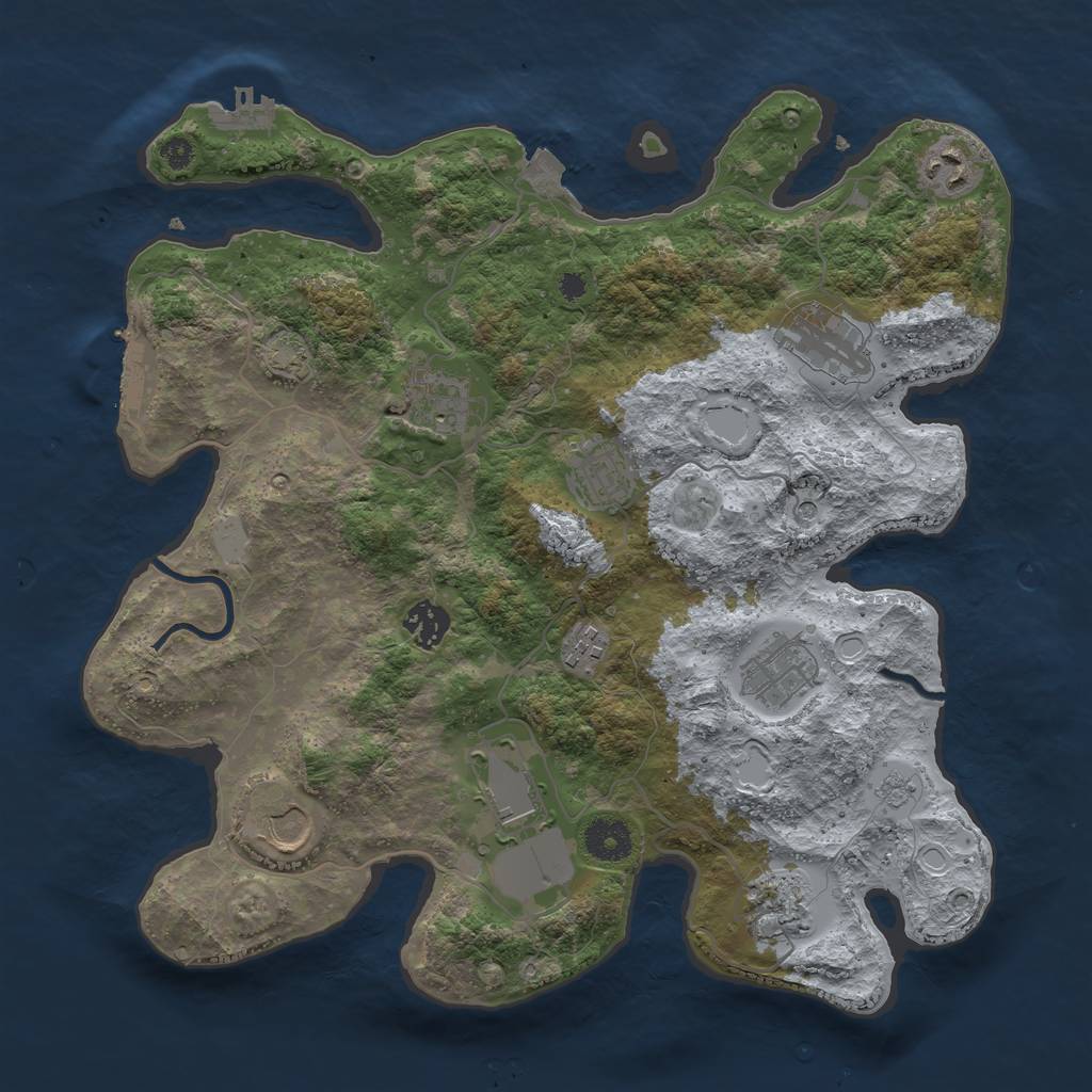 Rust Map: Procedural Map, Size: 3600, Seed: 6178121, 18 Monuments