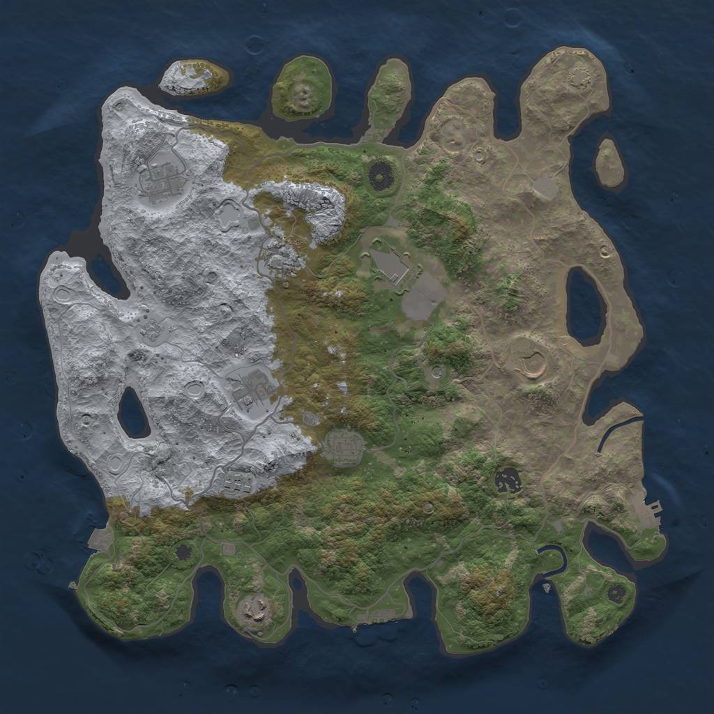 Rust Map: Procedural Map, Size: 4000, Seed: 652490643, 17 Monuments