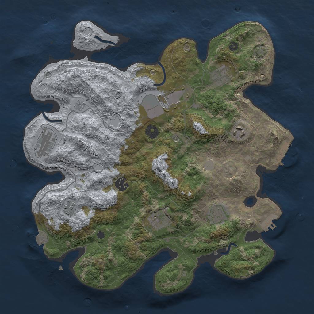 Rust Map: Procedural Map, Size: 3500, Seed: 1112017689, 16 Monuments