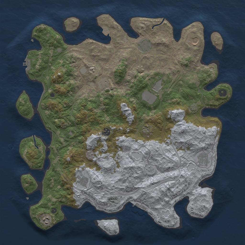 Rust Map: Procedural Map, Size: 4500, Seed: 1958296363, 18 Monuments