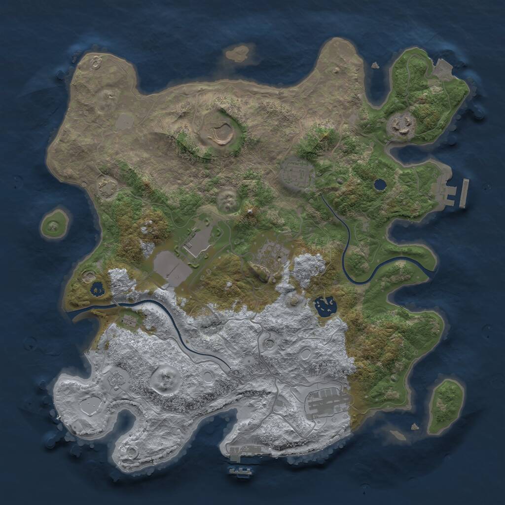 Rust Map: Procedural Map, Size: 3500, Seed: 9552662, 13 Monuments