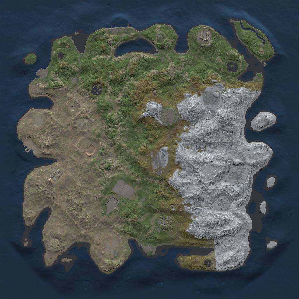 Rust Map: Procedural Map, Size: 4000, Seed: 213291149, 19 Monuments