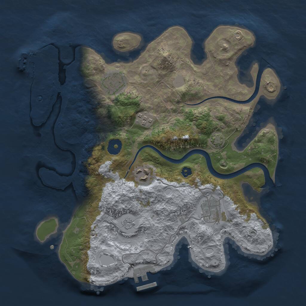 Rust Map: Procedural Map, Size: 3000, Seed: 1903078969, 9 Monuments