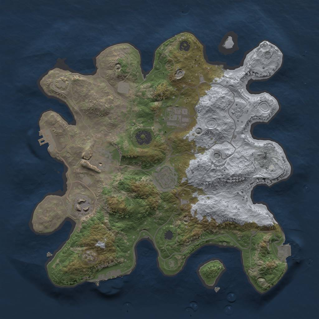 Rust Map: Procedural Map, Size: 3000, Seed: 1458974407, 12 Monuments