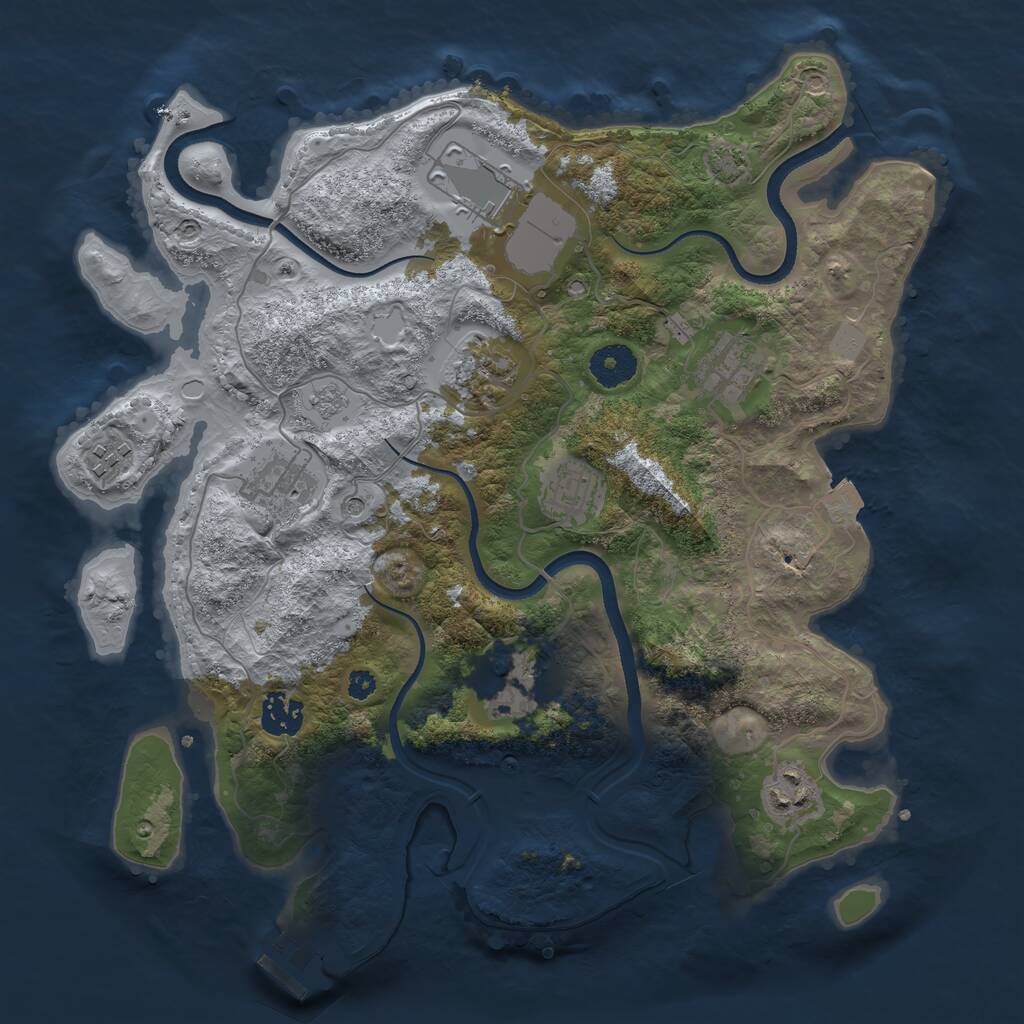Rust Map: Procedural Map, Size: 3500, Seed: 944926029, 14 Monuments