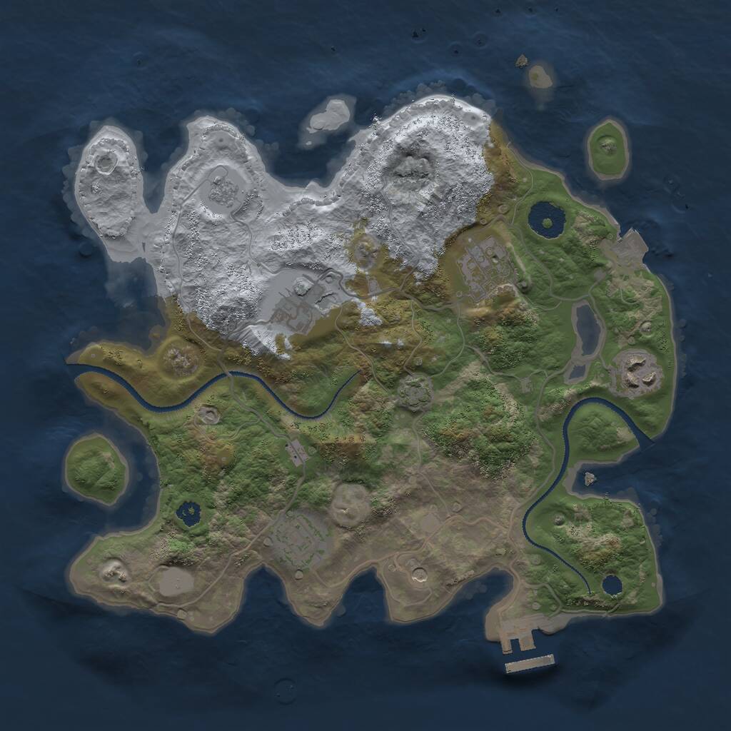 Rust Map: Procedural Map, Size: 3000, Seed: 7561849, 9 Monuments