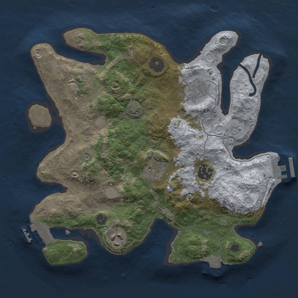 Rust Map: Procedural Map, Size: 3000, Seed: 2067141601, 13 Monuments