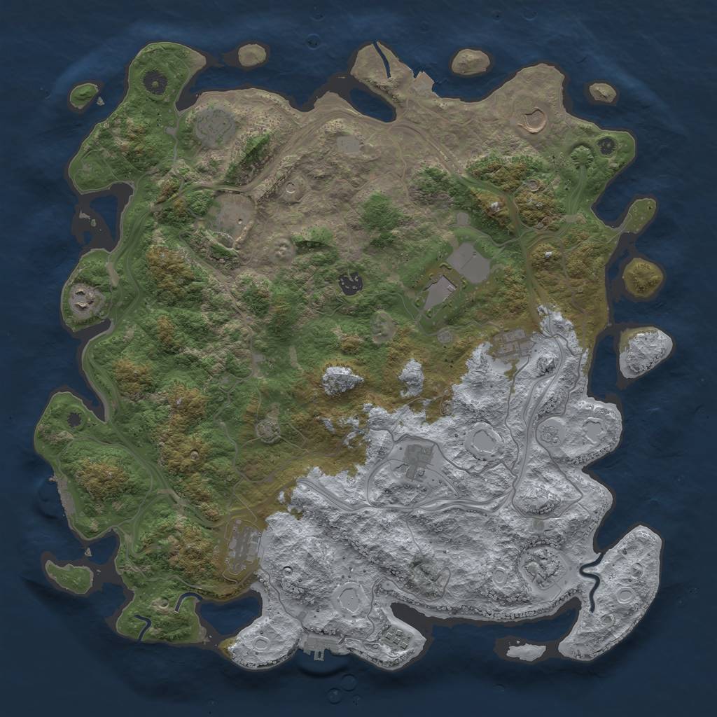 Rust Map: Procedural Map, Size: 4500, Seed: 205284028, 19 Monuments