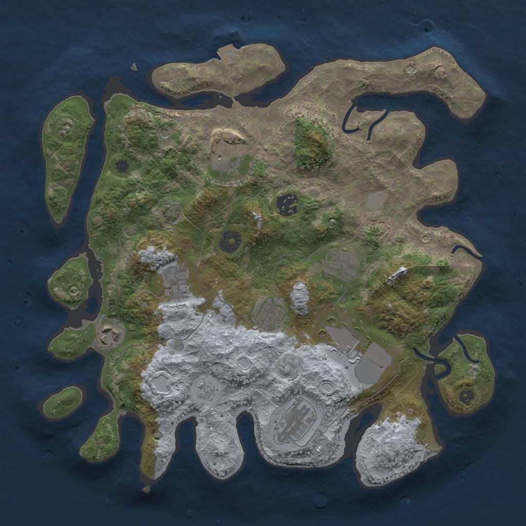 Rust Map: Procedural Map, Size: 3500, Seed: 418860, 14 Monuments