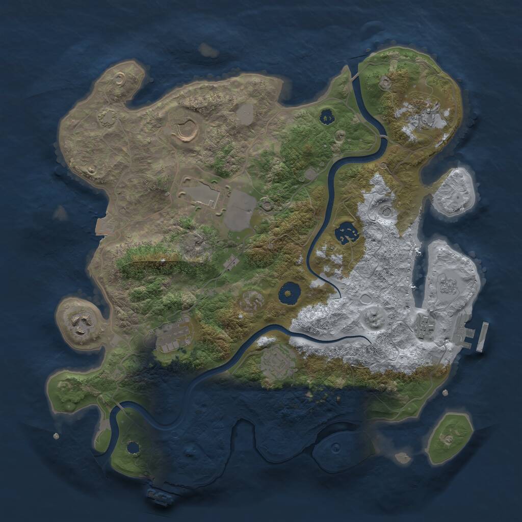 Rust Map: Procedural Map, Size: 3500, Seed: 2026486724, 14 Monuments