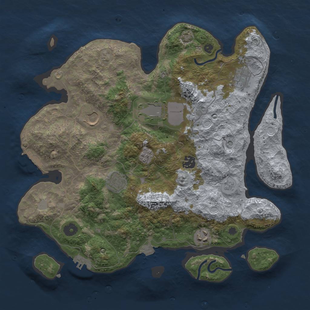 Rust Map: Procedural Map, Size: 3500, Seed: 975286984, 15 Monuments