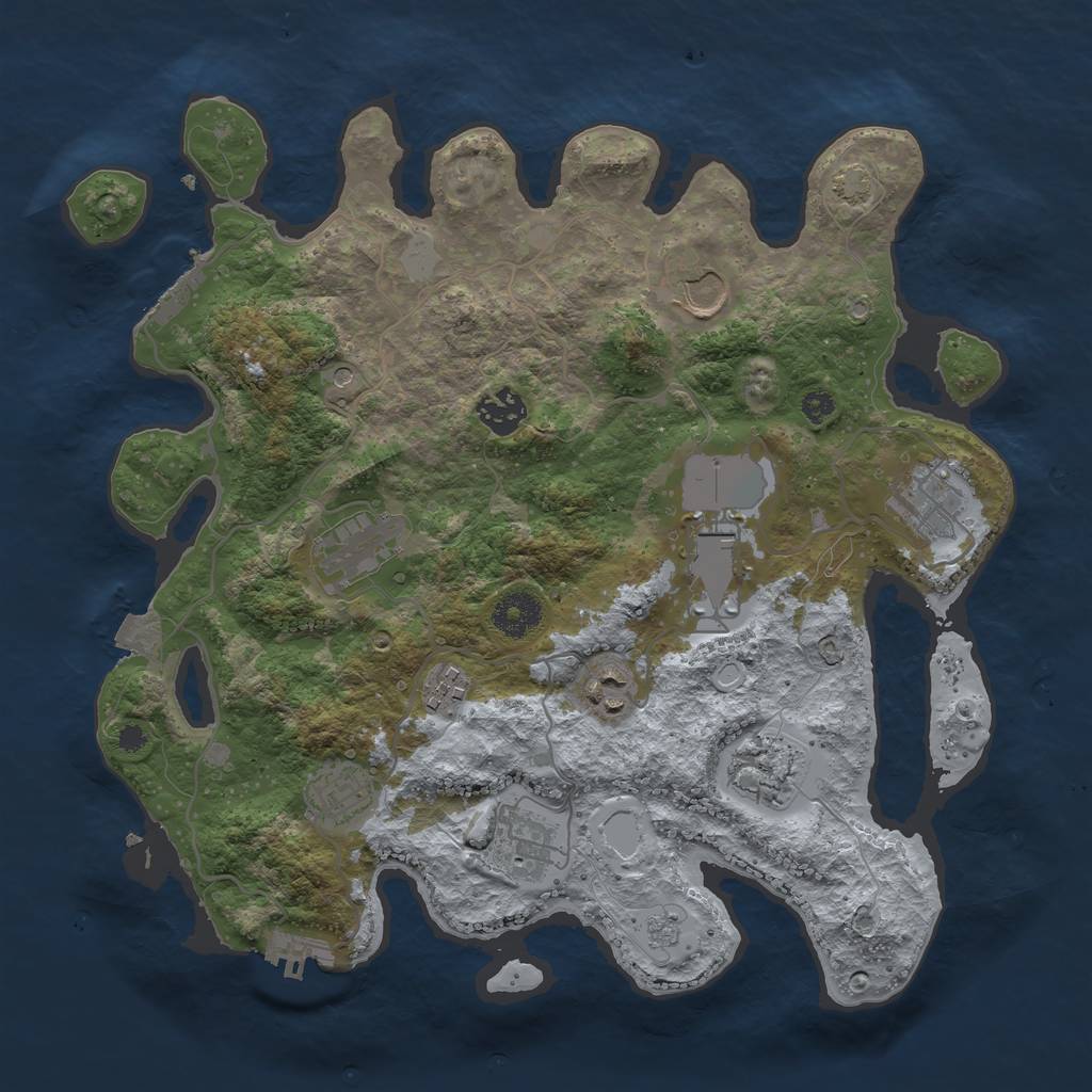 Rust Map: Procedural Map, Size: 3500, Seed: 87686360, 18 Monuments