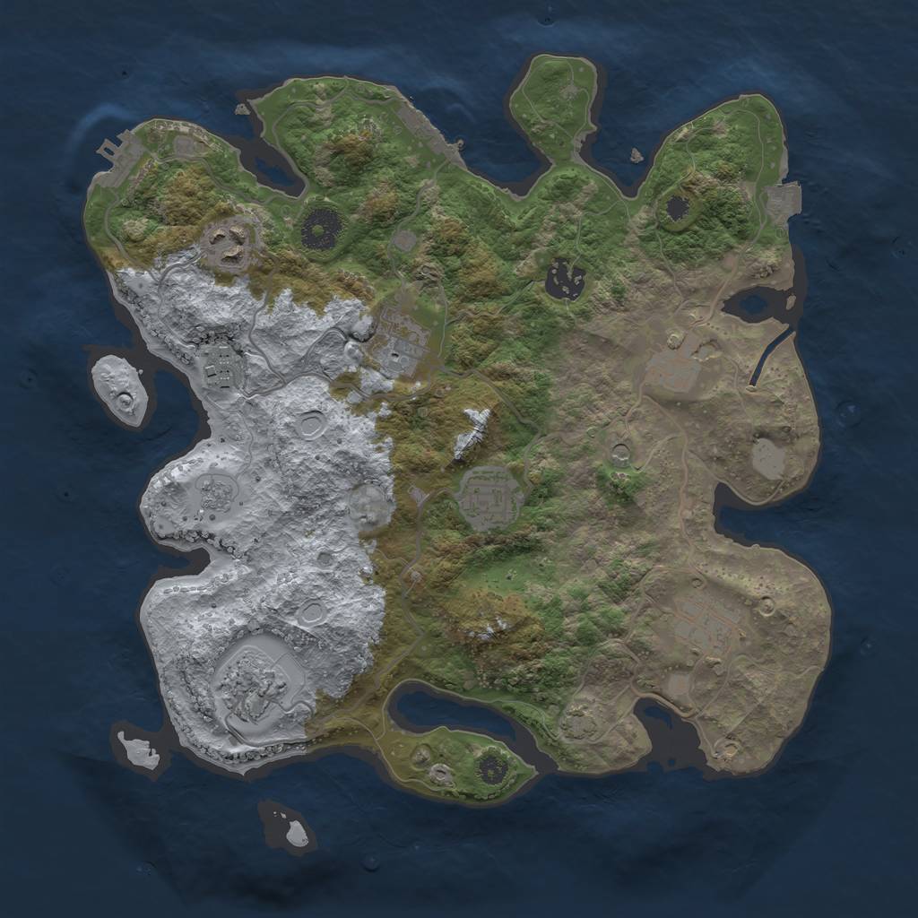 Rust Map: Procedural Map, Size: 3300, Seed: 1424066143, 16 Monuments