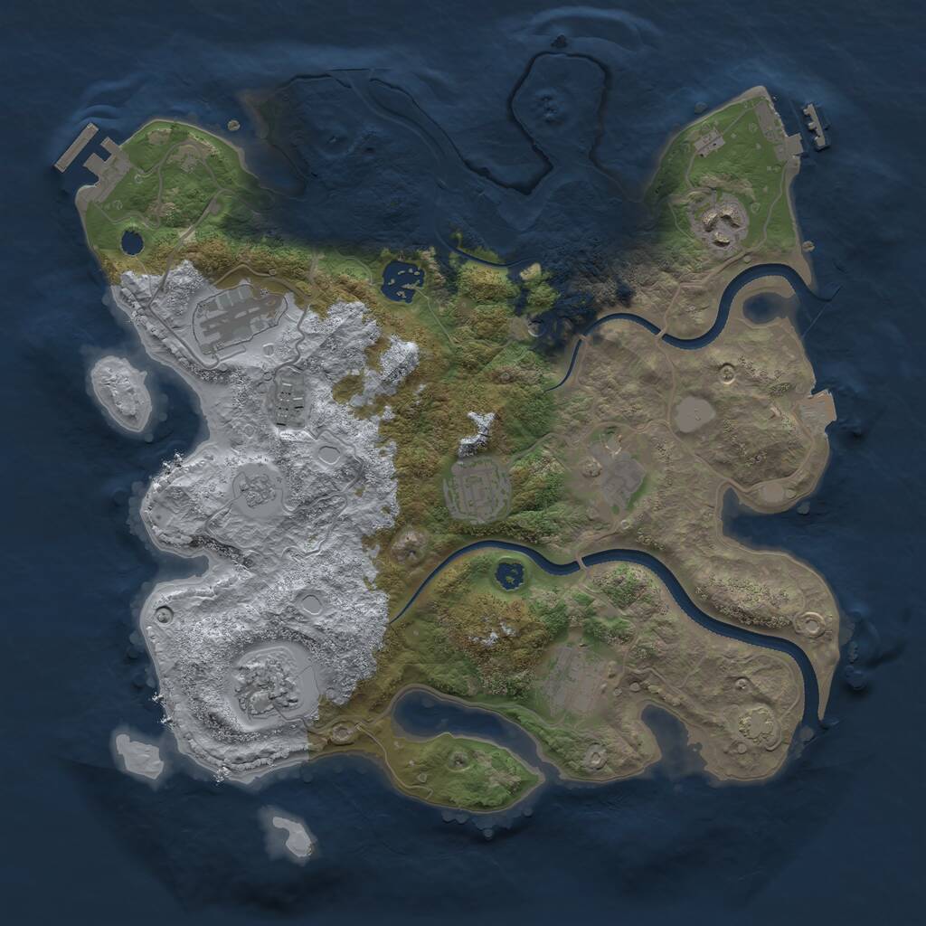 Rust Map: Procedural Map, Size: 3300, Seed: 1424066143, 14 Monuments