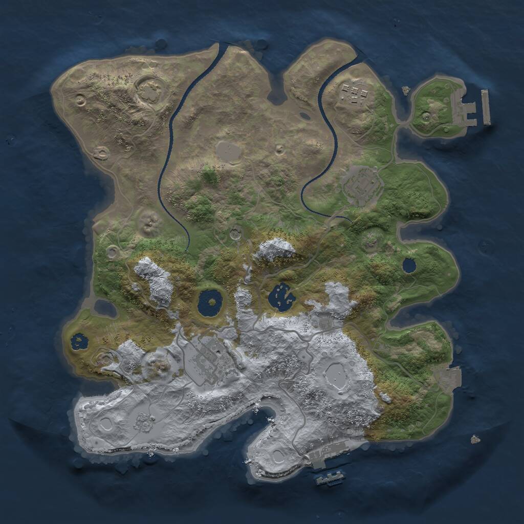 Rust Map: Procedural Map, Size: 3000, Seed: 245471, 10 Monuments