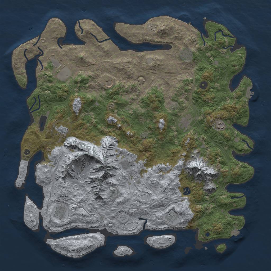 Rust Map: Procedural Map, Size: 5000, Seed: 7646, 19 Monuments